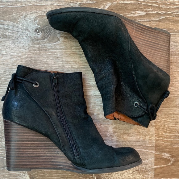 Lucky Brand Shoes - Lucky Brand Leather Wedge Bootie